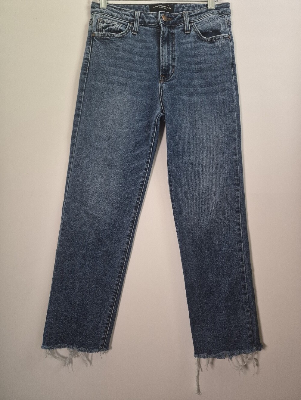 Just Black Denim High Rise Ankle Straight Raw Hem Jeans Blue 28